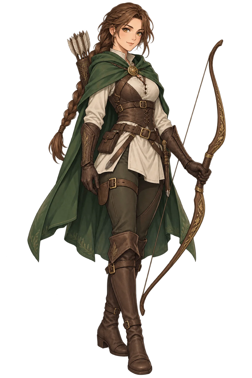 Full-length painted warrior artwork of Lyra Dawnarrow